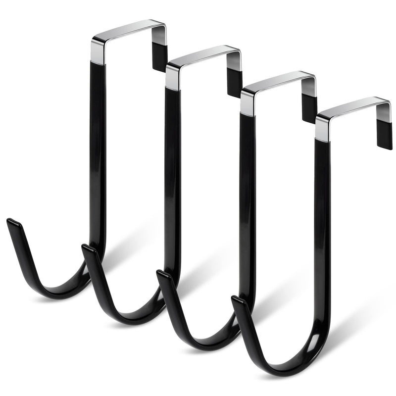 [Australia - AusPower] - Damita Over The Door Hooks Black 4 Pack Over The Door Towel Hanger for Coat Hangers Sturdy Stainless Steel Hooks for Hanging Coats 