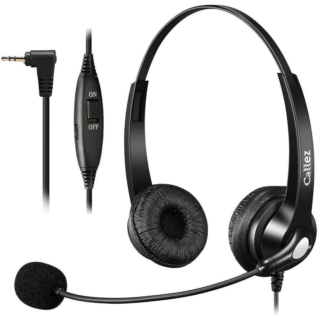[Australia - AusPower] - Callez Telephone Headset with Microphone Noise Cancelling, Phone Headset for Office Landline Phone with 2.5mm Headset Jack Compatible with Panasonic AT&T ML17929 Vtech RCA Uniden Cisco Cordless Phone Black 
