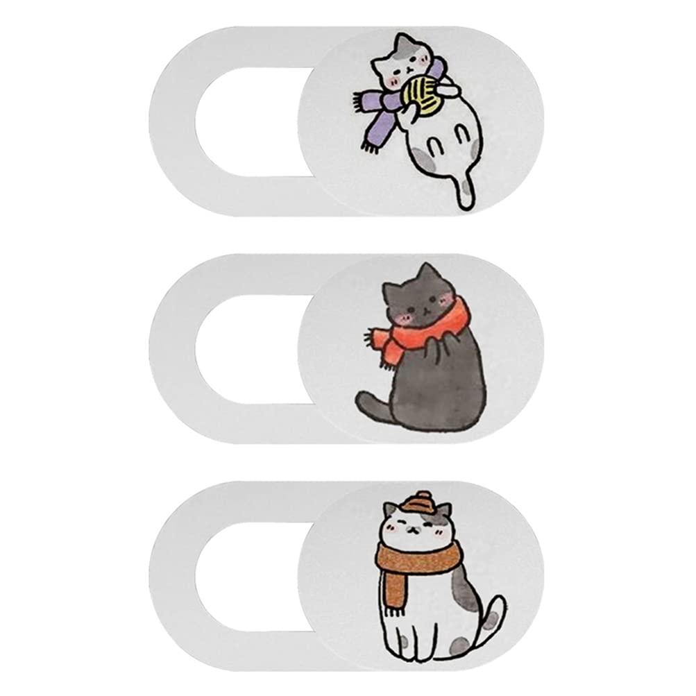[Australia - AusPower] - SOLUSTRE 3pcs Webcam Cover Slide Camera Cover Cat Pattern Privacy Cover for Laptop Tablet Smartphone Notebook Webcam Computer Camera Phone Cover Style 1 