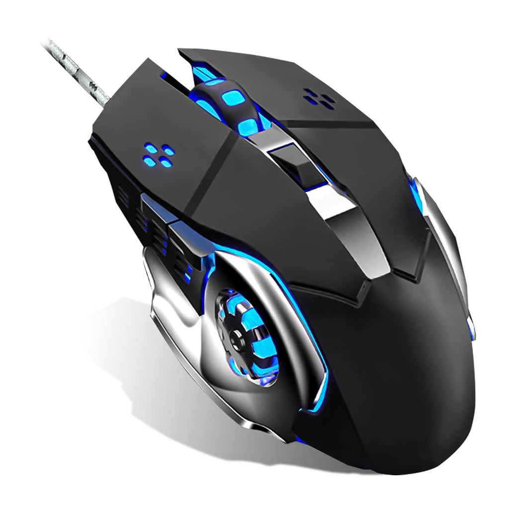 [Australia - AusPower] - ALKEM Black Ergonomic Wired Gaming Mouse Computer Mice with Programmable Buttons and 6 Levels Adjustable DPI up to 3200, USB Wired Gaming Mice with RGB Backlight Modes for PC, Laptop, MacBook (Black) 