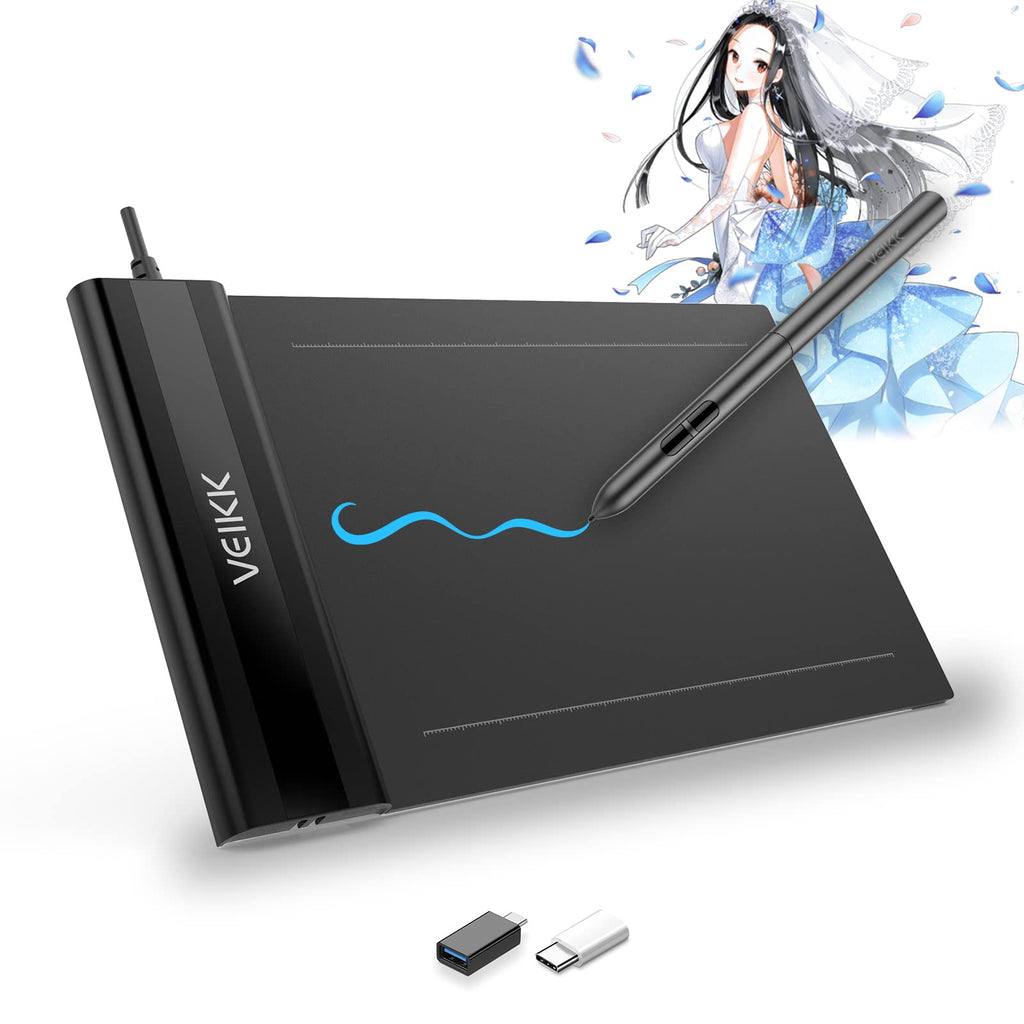 [Australia - AusPower] - Drawting Tablets VEIKK S640 Computer Graphics Tablets, Ultra Thin and Pocket Pen Tablet 8192 Levels Digital Drawing Pad for Computer on Linux /Windows /Mac OS /Android, OSU Gaming Pad 