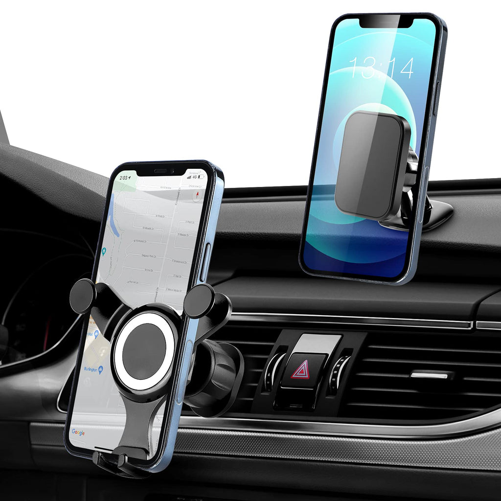[Australia - AusPower] - Multifunctional Car Phone Holder Mount, Magnetic Car Phone Mount Cradle,Super Stable for Car Dashboard & Air Vent - One Button Release | 4 Usage Method | Upgrade Vent Clip | 2 Set 