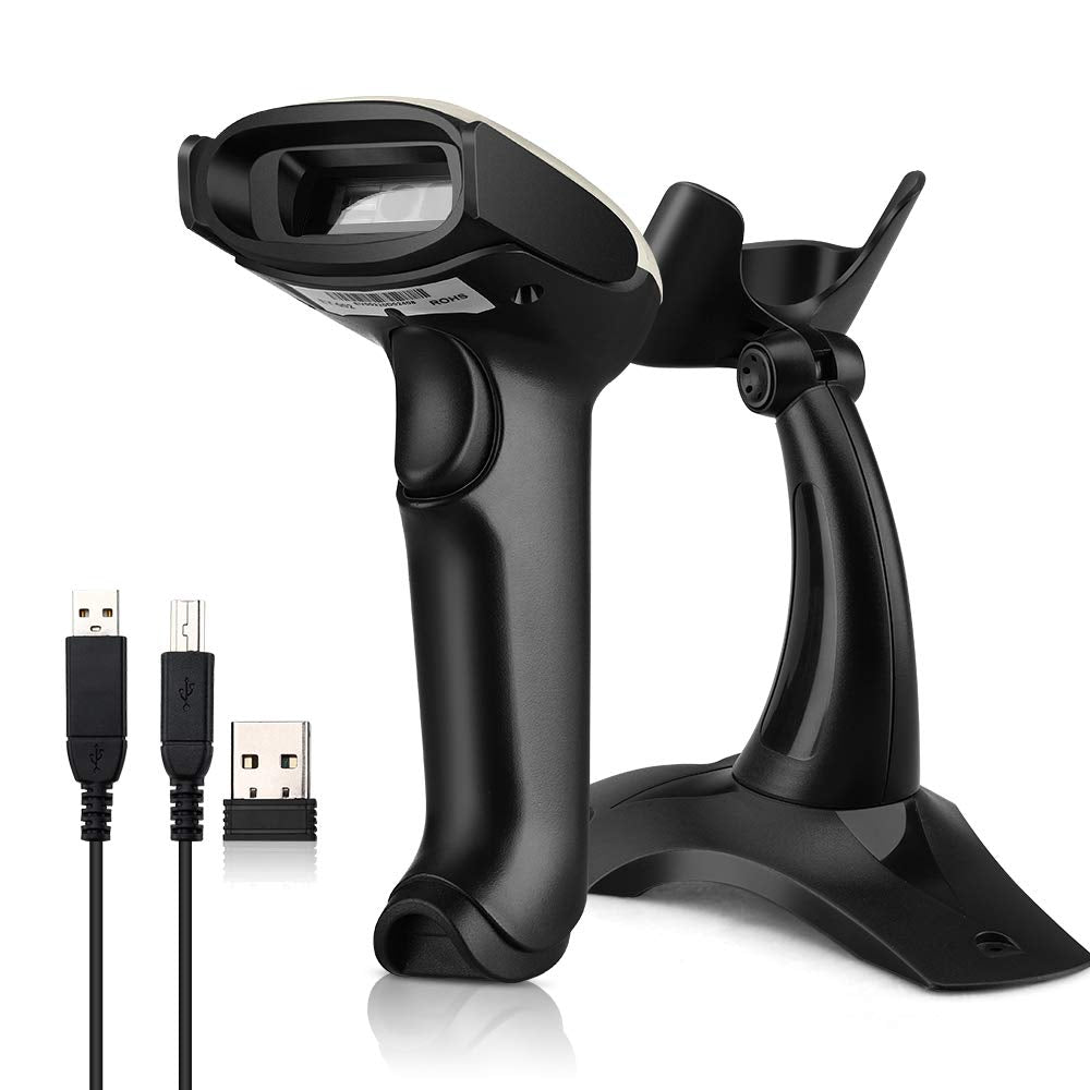 [Australia - AusPower] - Evnvn Wireless 2D Barcode Scanner with Adjustable Stand, 2.4G Wireless & USB Wired Connection QR Barcode Reader 1D 2D Screen Scan with Auto Sensing Work with Windows Mac OS Linux 