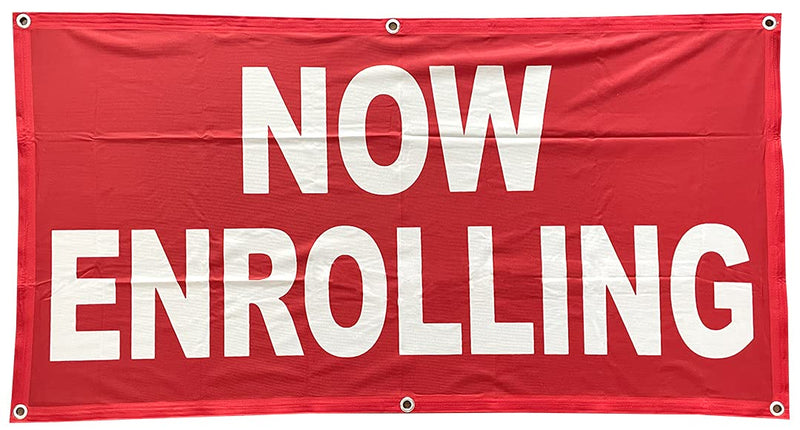 [Australia - AusPower] - 4 Less Co 2x4 Ft NOW ENROLLING Banner Fabric Sign rb 