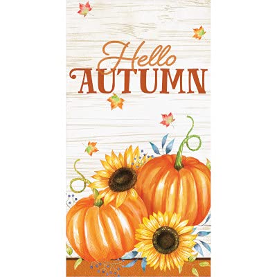 [Australia - AusPower] - Hello Autumn Pumpkin Harvest Guest Towels - 32CT | (2 Packs of 16CT) Decorative Paper Napkins for Buffet Kitchen or Bathroom Fingertip Hand Towels | Fall Thanksgiving Friendsgiving Table Decor 