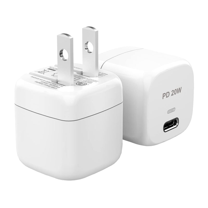 [Australia - AusPower] - USB C 20W iPhone Charger Block,Mini Foldable Adapter，PIQ 3.0 Durable Compact Fast Charger, PowerPort for iPhone 12/12 Mini/12 Pro/12 Pro Max/11, Galaxy, Pixel 4/3, iPad Pro 