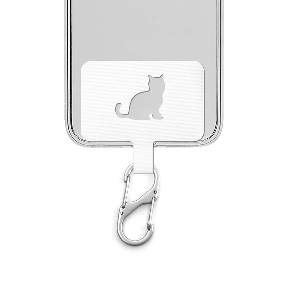 [Australia - AusPower] - JOEESY Universal Phone Anchor Tab Under Phone Case, with S-Carabiner Compatible for Lanyard, Wrist Strap, Phone Charm, Bag(1 White, 1 Carabiner) 