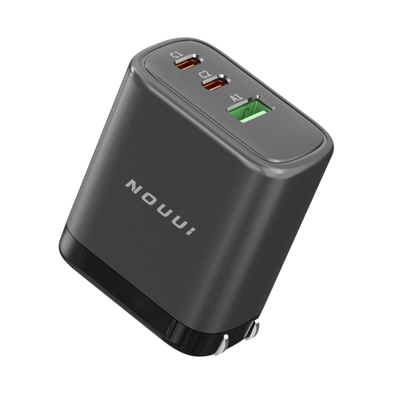 [Australia - AusPower] - USB C Wall Charger, NOUUI 65W PD 3.0 Fast Charging Dual Type C Portable Foldable Adapter with 3-Port USB C Charger Block Plug Compatible with iPhone 13/13 Pro/12/12 Pro Max/MacBook/iPad Pro/Galaxy 