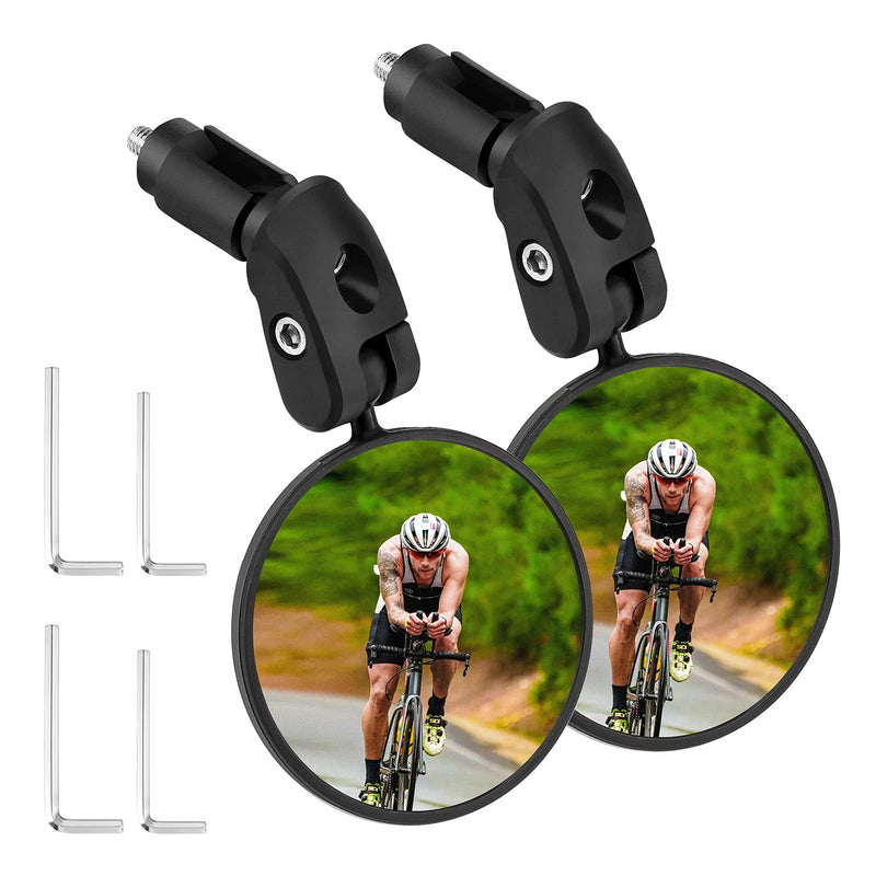 [Australia - AusPower] - Accmor 2pcs Bike Mirror, Bar End Bicycle Riding Rearview Mirrors for Handlebars, Adjustable 360˚Rotatable Convex Mirror for Mountain Road Bikes 