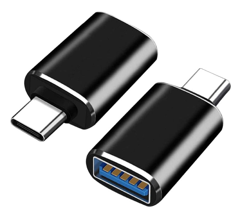 [Australia - AusPower] - USB C to USB Adapter, 2 Pack Type C to USB 3.0 Adapter High-Speed Data Transfer OTG Adapter Compatible with MacBook Pro 2020, Pad Pro 2020, Samsung Notebook 9, Dell XPS and More Type C Devices(Black) 