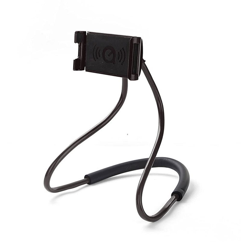 [Australia - AusPower] - Universal Smart Mobile Phone Stand,Hanging on Neck Cell Phone Mount Holder, Lazy Cell Phone Holder (Black) 