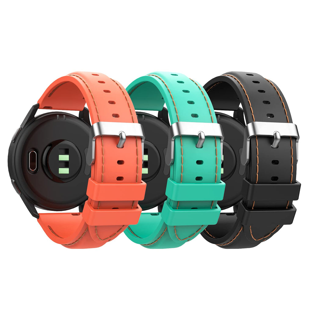 [Australia - AusPower] - TiMOVO 22 mm Wristbands Compatible with Venu 2/Vivoactive 4, [3-Pack] Soft Silicone Adjustable Watch Straps, Quick Release Sports Replacement Band, Smart Watch Accessories - Black/Orange/Blue Green 