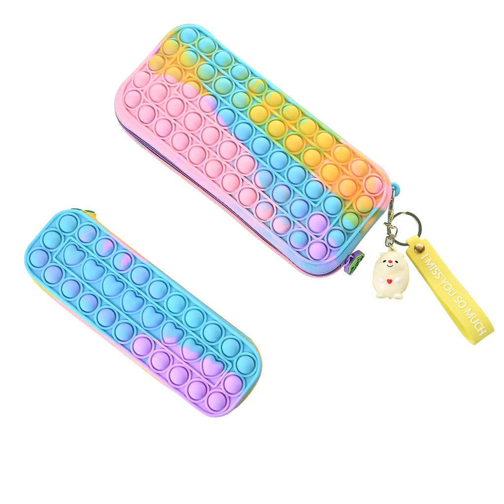 [Australia - AusPower] - 2 Packs Pencil Cases Push Pop Bubble Sensory Fidget Toys, 2 Sizes Pen Holders for Stationery School with Autism Special Needs Stress Relief Silicone Pressure Relieving Toys for Kids Children 2 Pcs 