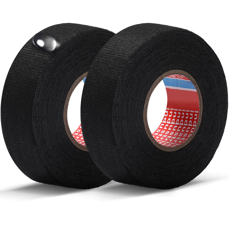 [Australia - AusPower] - 1 Inch x 49.2 ft Wire Harness Cloth Tape Wiring Harness Automotive Cloth Tape Noise Damping Heat Proof Adhesive Fabric Tape for Automotive Electrical Wrap Protection Insulation Cable Fixed (2 Rolls) 2 