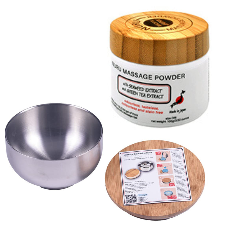 [Australia - AusPower] - Eroticgel Massage Gel Powder 100g + Massage Gel Shaker Bowl - Makes 10L/ 2.26 gal with Seaweed and Green Tea 