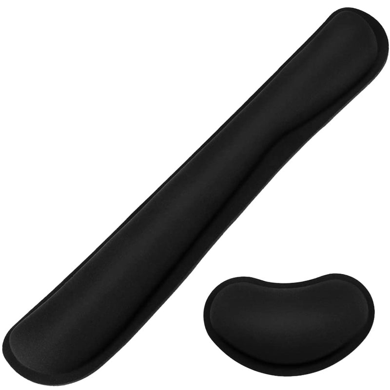 [Australia - AusPower] - Keyboard Wrist Rest, BamLue Memory Foam Pad Set for Easy Typing & Pain Relief for Laptop, Office & Home, Ergonomic Sets for Keyboard, Gel Mouse Wrist Rest, Smooth Fiber Cushion Wrist Support-Black Black 