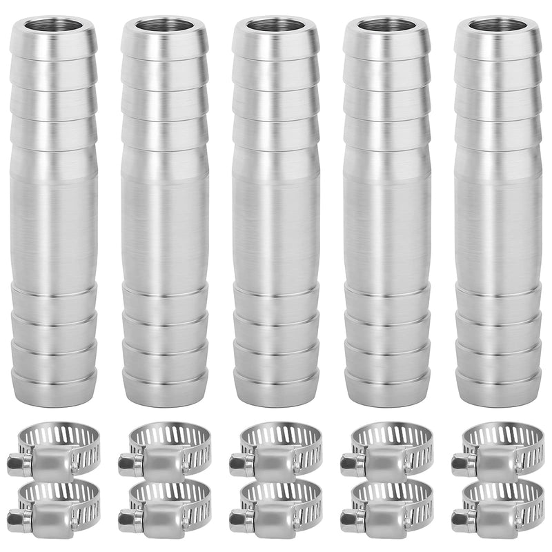 [Australia - AusPower] - TAISHER 2PCS 304 Stainless Steel Hose Barb Fittings 3/4 Inch to 3/4 Inch Barb Hose, Hose Barb Reducer Splicer Mender Union Air Water Fuel with 4PCS Hose Clamp 3/4" Barb x 3/4" Barb 2 
