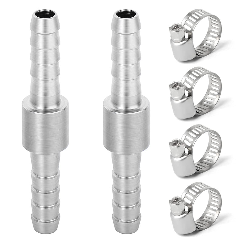 [Australia - AusPower] - TAISHER 5PCS 304 Stainless Steel Hose Barb Fittings 1/4 Inch to 1/4 Inch Barb Hose, Hose Barb Reducer Splicer Mender Union Air Water Fuel with 10PCS Hose Clamp 1/4" Barb x 1/4" Barb 5 