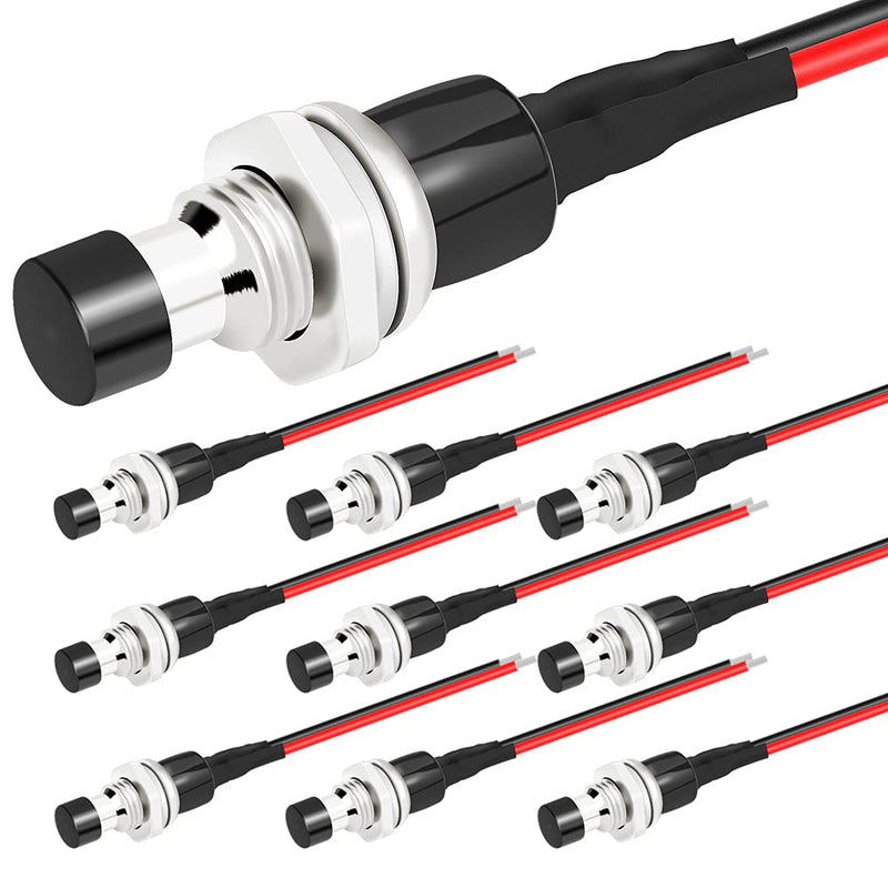 [Australia - AusPower] - DaierTek Momentary Push Button Switch 1A 250VAC Small Pushbutton Switch Wired Normal Open Contact Switch SPST Mini Switch 2 Pin Black -10Pack 7mm 