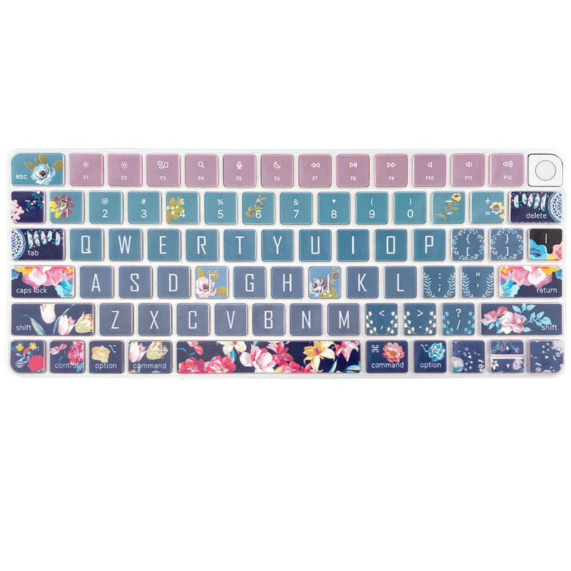 [Australia - AusPower] - Sanfulin Keyboard Cover Skin for 2021 Apple iMac Magic Keyboard (Model: A2449) with Touch ID, Cute Printing Waterproof Silicone Keyboard Protector, Red Flower 