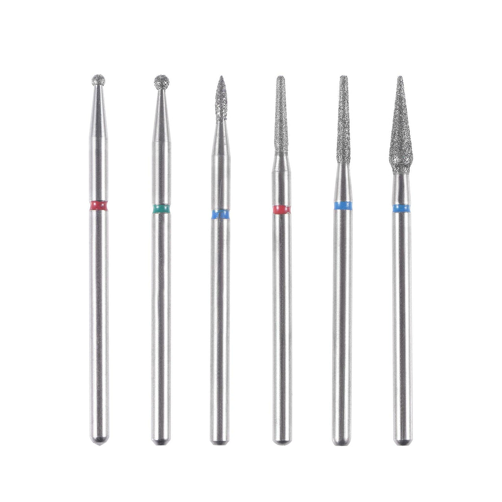 [Australia - AusPower] - uxcell Diamond Coated Grinding Head Drill Bit Set Polishing Trimming Carving Accessories for Rotary Tools, Assorted Shape 6pcs 