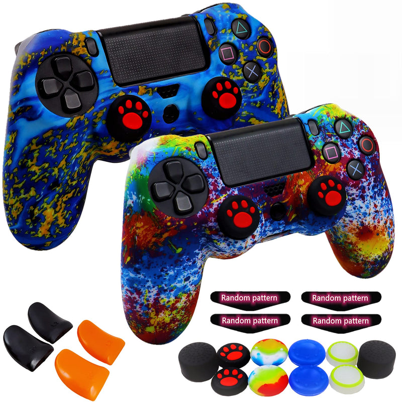 [Australia - AusPower] - Silicone Skin for Ps4 Controller, 2pcs Anti-Slip Shell Cover Case with 10 Joystick Grips, 2 Pairs L2 R2, 4pcs Led Light Bar Skin for Playsation 4/ Slim/Pro Dualshock 4 Controller Wireless Gamepad PS4 controller #4 