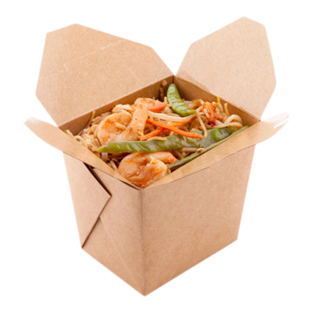 [Australia - AusPower] - 16-OZ Square Noodle Take Out Food Containers: Perfect for Take Out Restaurants - Kraft Brown - Easy Fold and Close - Disposable - 25ct - Restaurantware 