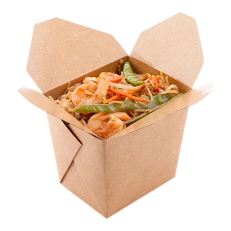 [Australia - AusPower] - 16-OZ Square Noodle Take Out Food Containers: Perfect for Take Out Restaurants - Kraft Brown - Easy Fold and Close - Disposable - 25ct - Restaurantware 