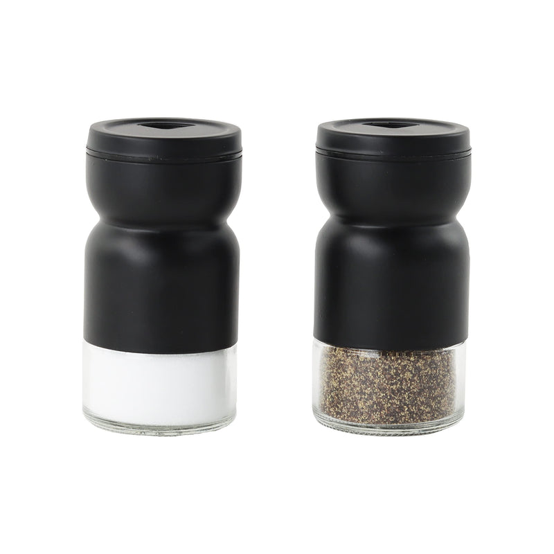 [Australia - AusPower] - Glass & Metal Salt and Pepper Shakers - Set of 2 Black 