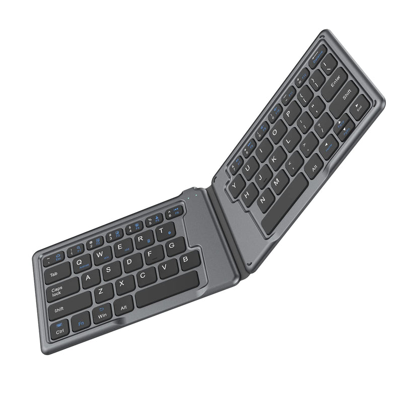 [Australia - AusPower] - MoKo Universal Foldable Keyboard, Ultra-Thin Wireless Keyboard for iPad 10.2(9th/8th/7th Generation)/9.7/iPad Air 4th Gen/iPhone 13/12/11, Fit iOS Android Windows Tablet Laptop Devices, Silver Gray 