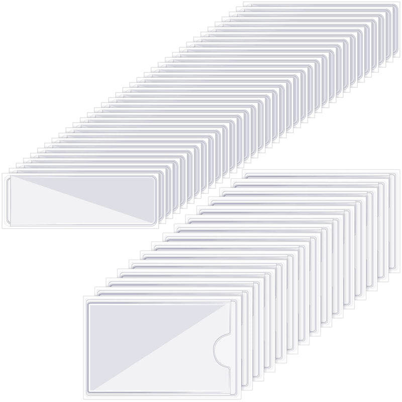 [Australia - AusPower] - 100 Pieces Clear Adhesive Pockets Holder and Clear Binder Label Holders Business Card Pockets Card Holder for Organizing and Protecting Labels, Business Cards, Photos 