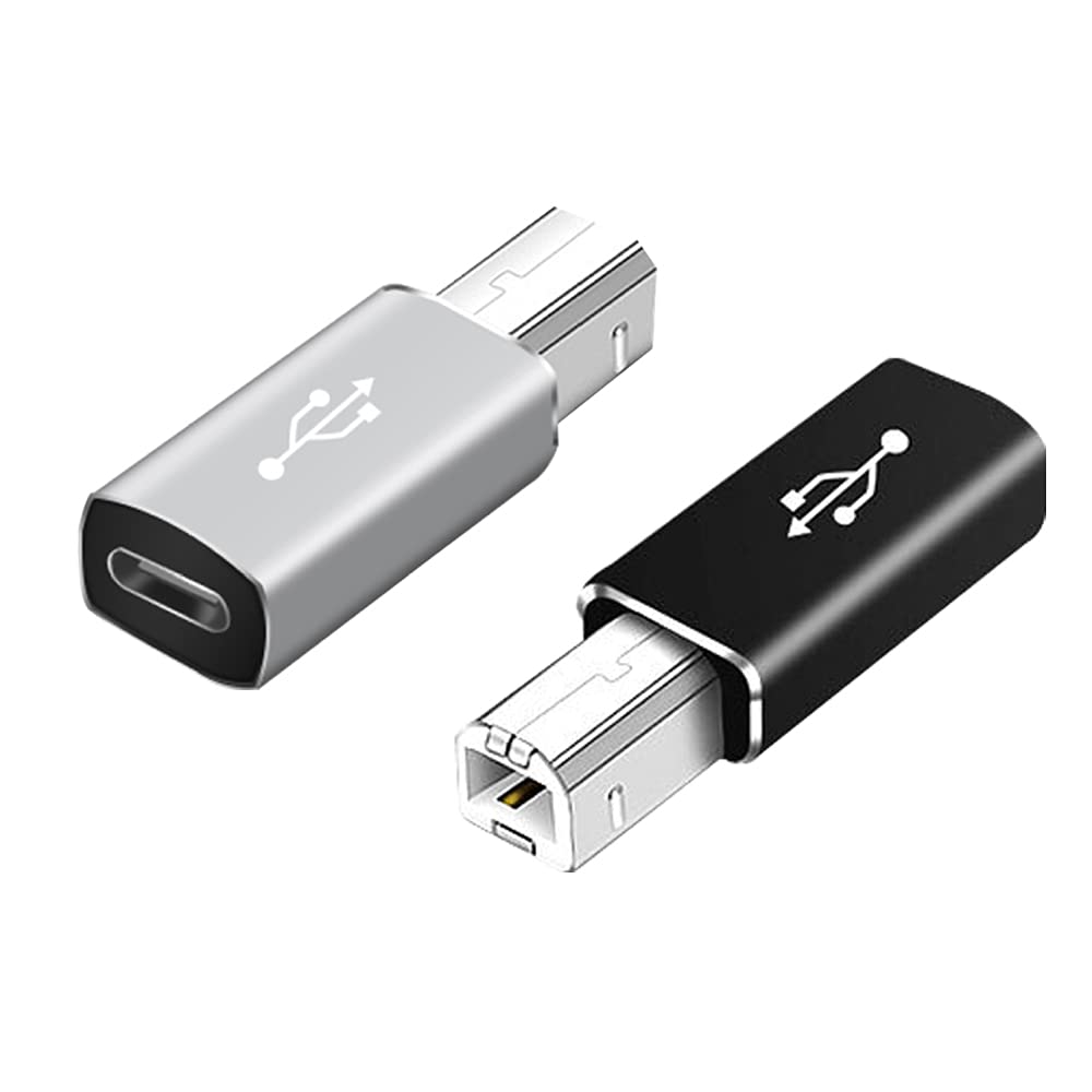 [Australia - AusPower] - USB C Female to Midi Adapter, 2Pack Female USB C to Male USB B Printer Adapter, Compatible with Printers, MIDI, Eectric Pianos, Synthesizers, USB Microphones and More Type-C Devices/Laptops 