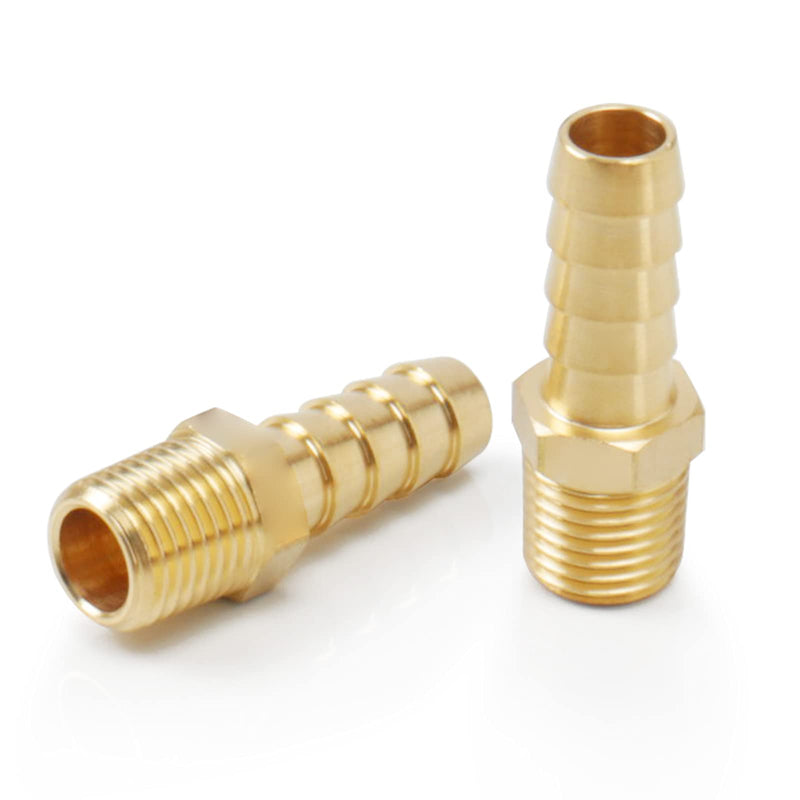 [Australia - AusPower] - BathAce Industrial Brass Hose Fitting, Quick Coupler Air M Type Fitting - Heavy Duty Quick Connect Fitting-Threaded Pipe Adapter (1/4 Male x 1/8 Barb NPT Pipe, 2) 1/4 Male x 1/8 Barb NPT Pipe 