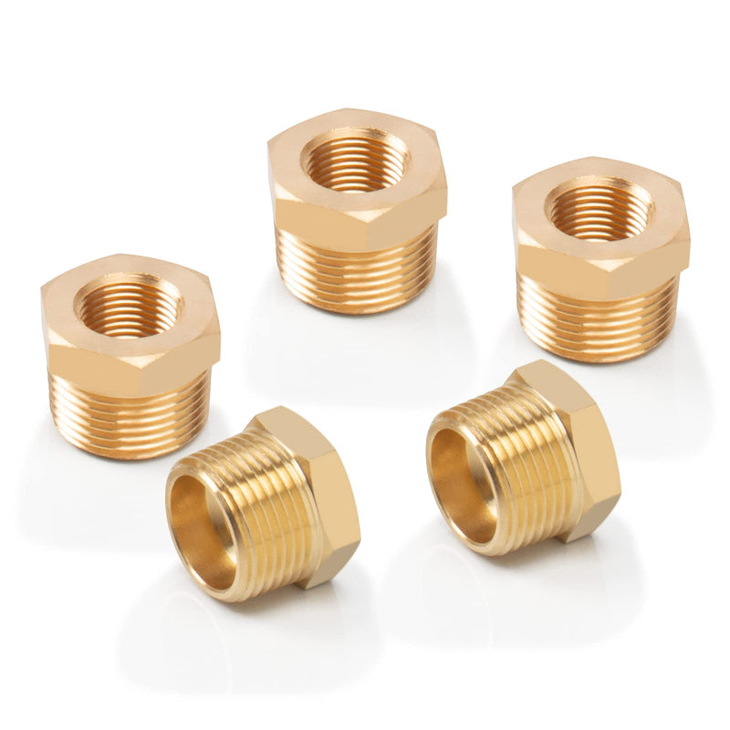 [Australia - AusPower] - BathAce Brass Reducer Hex Bushing Threaded Pipe Fitting, Heavy Duty Threaded Pipe Fitting Adapter (1/2 Male NPT x 1/8 Female NPT, 5) 1/2 Male NPT x 1/8 Female NPT 