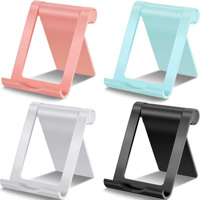 [Australia - AusPower] - 4 Pieces Cell Phone Stand Foldable Phone Holder Multi-Angle Universal Mobile Phone Stand Portable Smartphone Dock Compatible with Most Cell Phone and Tablet for Desk (Black, White, Blue, Pink) Black, White, Blue, Pink 