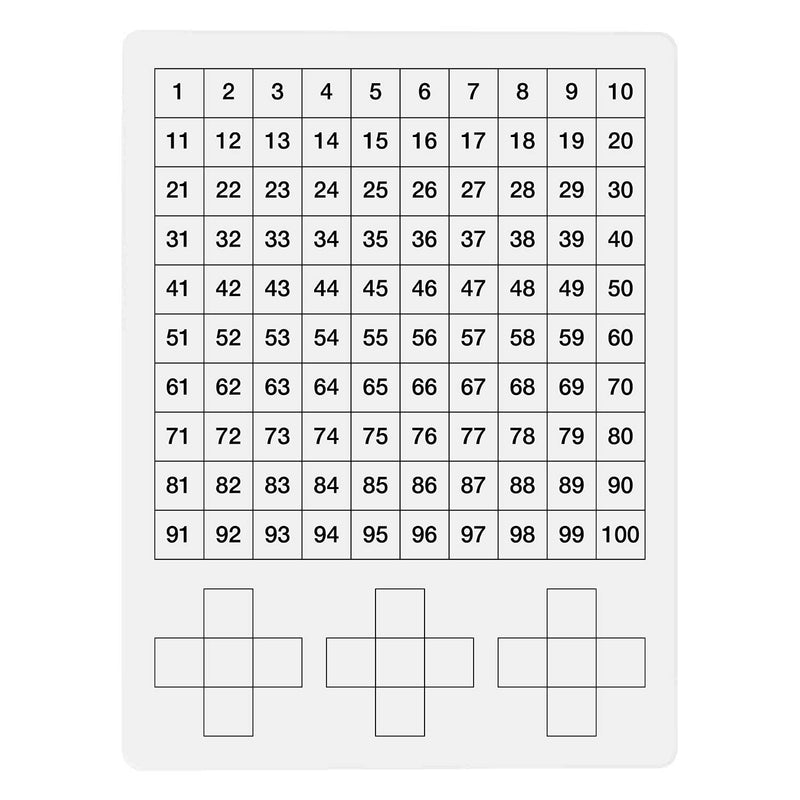 [Australia - AusPower] - Dry Erase Board Hundred Chart, Student Practice for School or Homeschool, Pre-Filled Numbers 1-100 and 10 More 10 Less Diagrams 