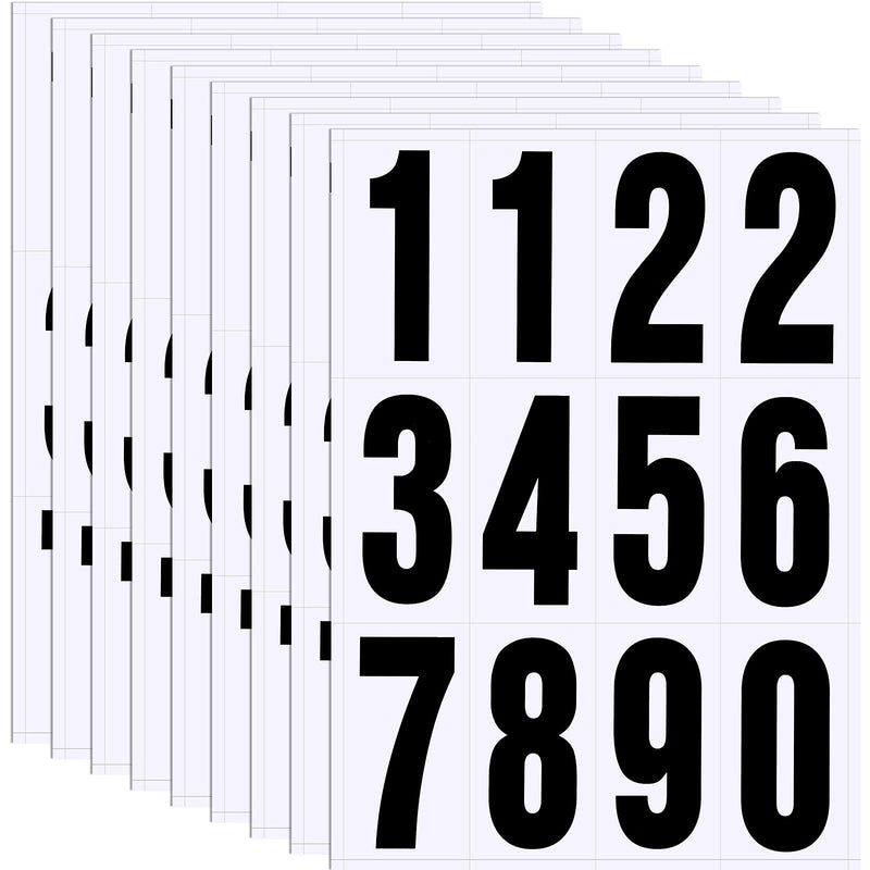 [Australia - AusPower] - 96 Pieces 8 Sets Vinyl Mailbox Number Stickers, Waterproof Numbers Stickers Anti-Fading Vinyl Number Decals Pre-Spaced Number Signs for Mailbox Car Home (Black in White,2 Inch) Black in White 2 Inch 
