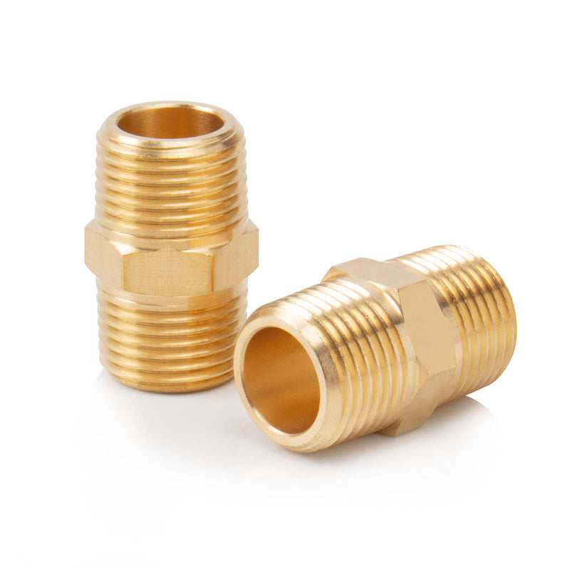 [Australia - AusPower] - BathAce Solid Brass Hex Nipples , Thread-Good Airtightness, Heavy Brass Pipe Adapter Fittings, Equal Connectors (3/8 NPT x 3/8 NPT Male, 5) 3/8 NPT x 3/8 NPT Male 