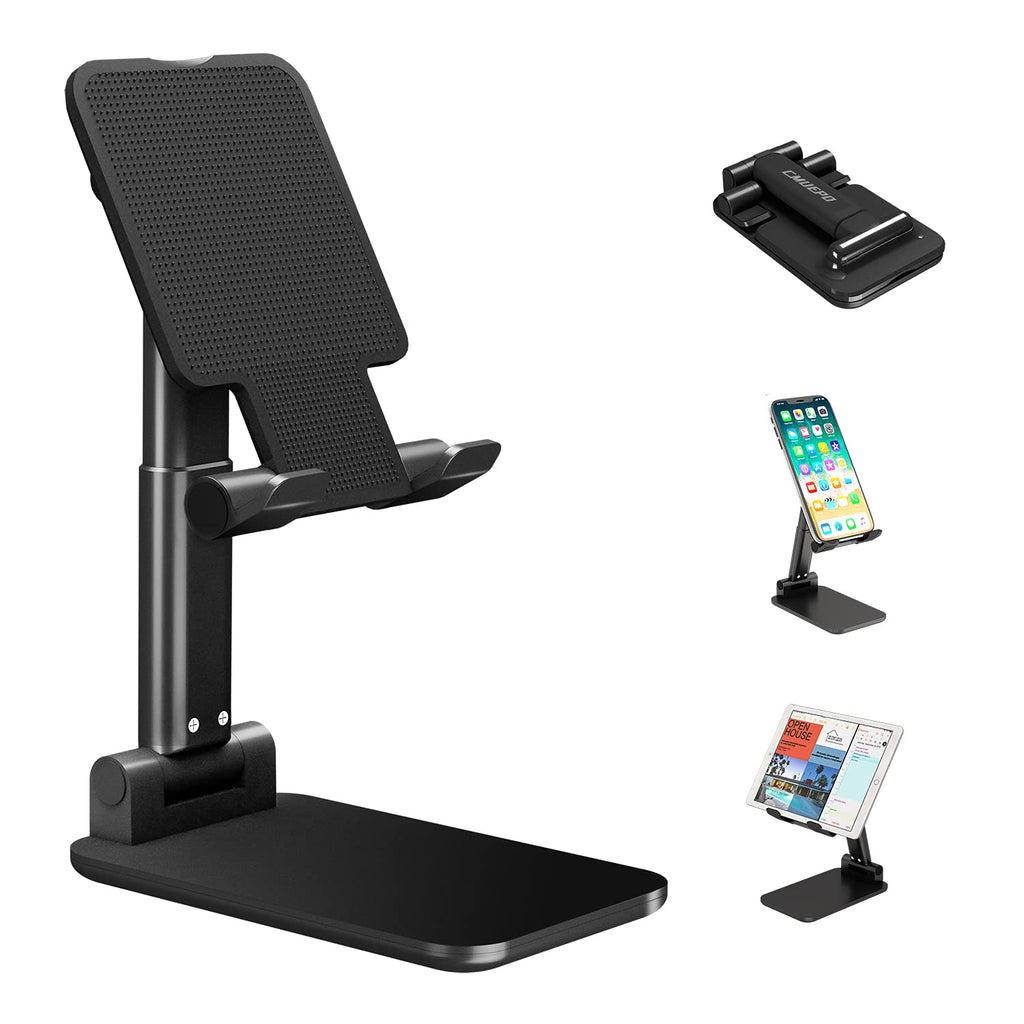 [Australia - AusPower] - Cell Phone Stand, Adjustable Angle Height Phone Stand for Desk, Foldable Aluminum Desktop Phone Holder, Tablet Stand Compatible for Cell Phone/Tablet (Dark Blue) Dark Blue 