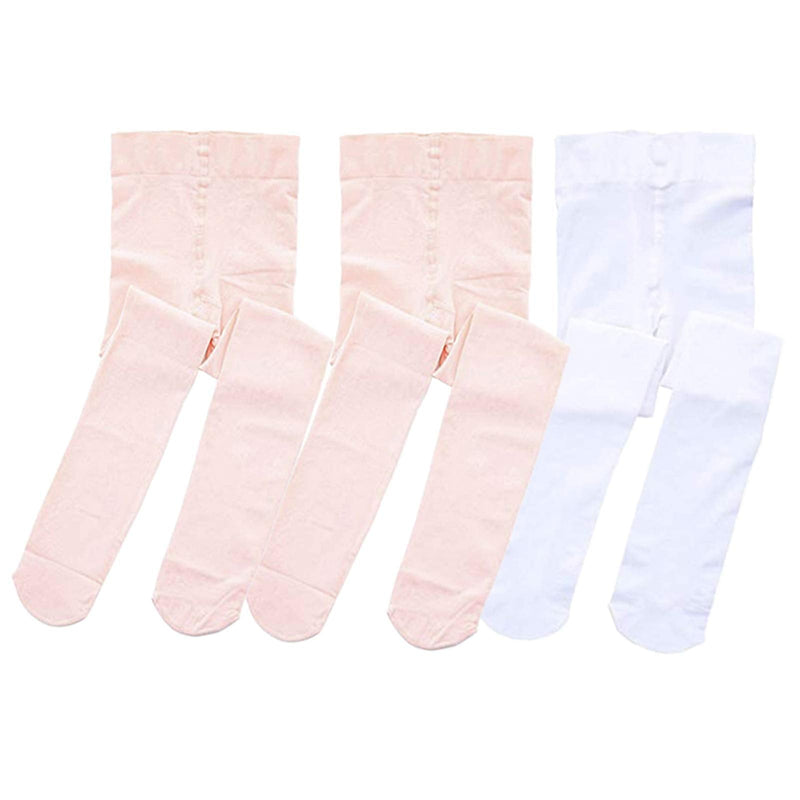 [Australia - AusPower] - STELLE Girls' Ultra Soft Pro Dance Tight/Ballet Footed Tight (Toddler/Little Kid/Big Kid) 2-4T 2 Ballet Pink+1 White 