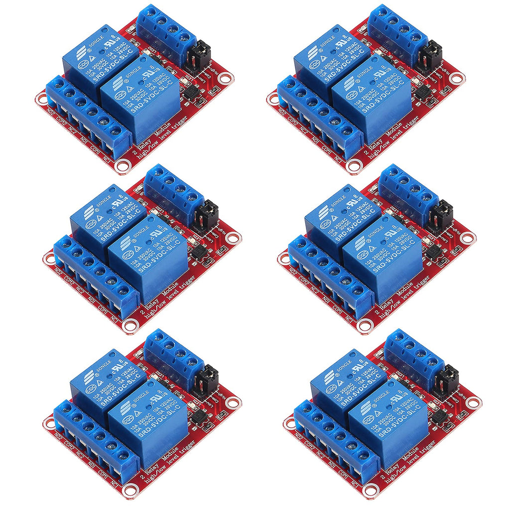 [Australia - AusPower] - ALMOCN 6Pcs DC 5V 2 Channel Relay Module with Isolated Optocoupler High and Low Level Trigger 2 channel 5V 