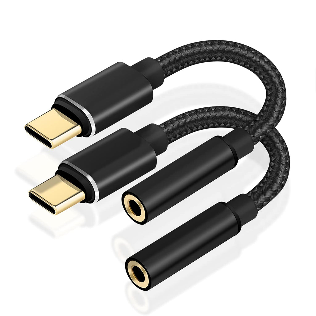 [Australia - AusPower] - USB Type C to 3.5mm Audio Adapter USB C to Aux Audio Hi-Res DAC Cable Cord Headphone Adapter for Galaxy S21 S20 Ultra S20+ Note 20 10 S10 S9 Plus Pixel 4 3 XL ipad Pro and More Type C Adapter (2 Pack) 