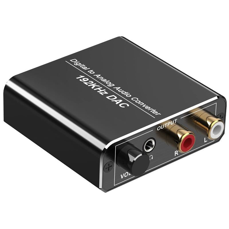 [Australia - AusPower] - Tekholy Digital to Analog Audio Converter 192kHz DAC Converter with Volume Adjustable Aluminum Optical to RCA with Optical & Coaxial Cable Digital SPDIF TOSLINK to Stereo L/R and 3.5mm Jack 