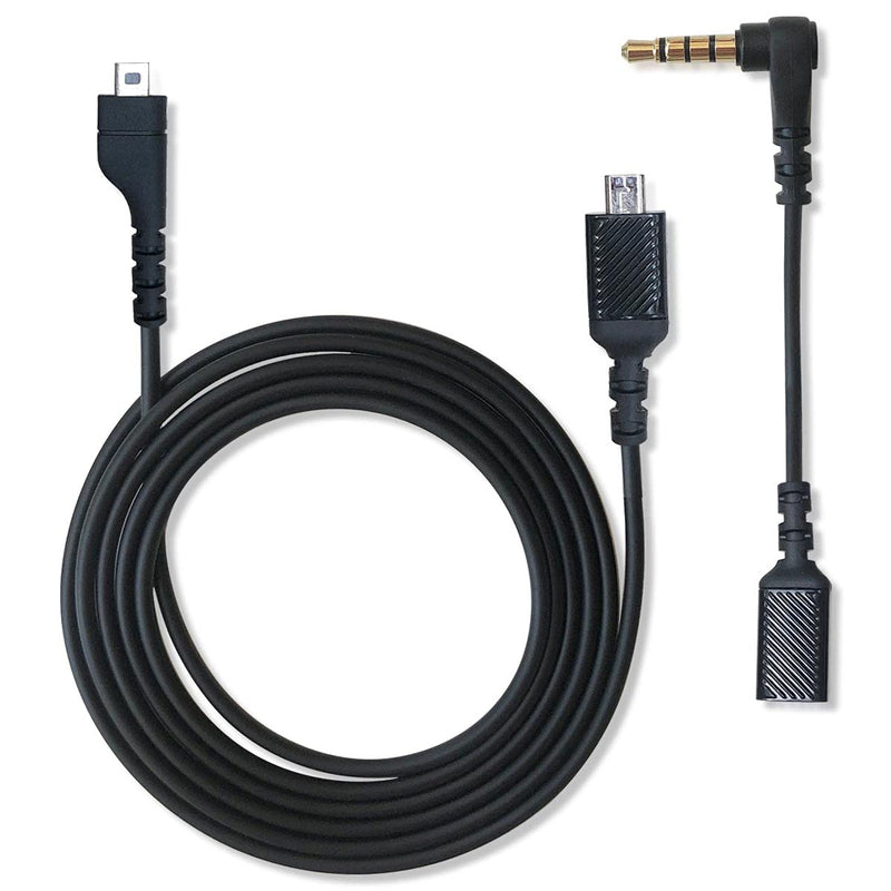 [Australia - AusPower] - Replacement Cable Cord Compatible with SteelSeries Arctis 3, Arctis Pro Wireless, Arctis 5, Arctis 7, Arctis Pro Gaming Headset, QJYTH Audio Cable 3.5mm Fit for GameDac(2 in 1, Black) 