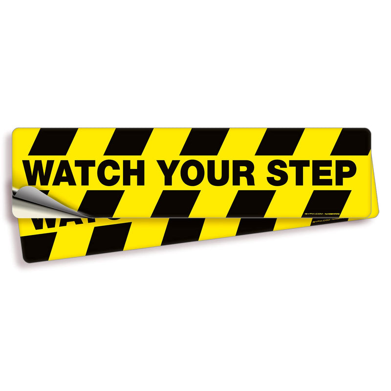 [Australia - AusPower] - Watch Your Step Floor Decals Stickers – 2 Pack 20x5 Inch - Premium Self-Adhesive Vinyl, Laminated Anti-Slip, Water Resistance, Sticker Indoor & Outdoor Large 