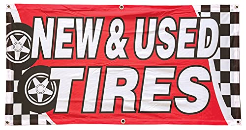 [Australia - AusPower] - 4 Less Co 2x4 Ft NEW USED TIRES Banner Fabric Sign rb 