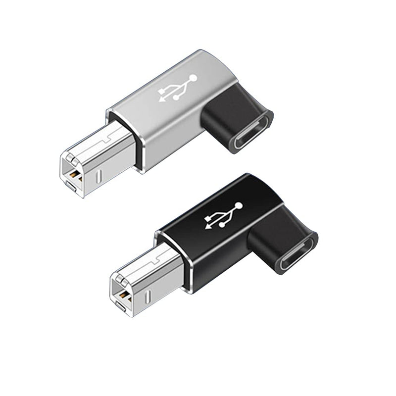 [Australia - AusPower] - USB C Female to Midi 90 Degree Adapter, 2Pack Right and Left Female USB C to Male USB B Printer Adapter, Compatible with Printers, MIDI, Eectric Pianos, Synthesizers, USB Microphones 