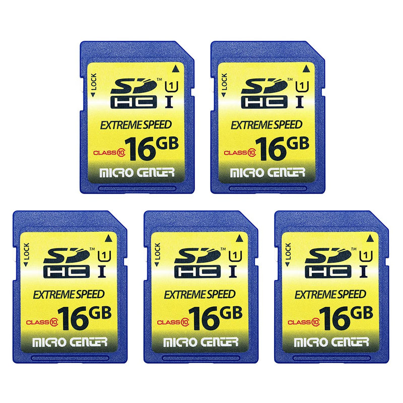 [Australia - AusPower] - 16GB Class 10 SDHC Flash Memory Card Full Size SD Card USH-I U1 Trail Camera Memory Card by Micro Center (5 Pack) 16GB x 5 