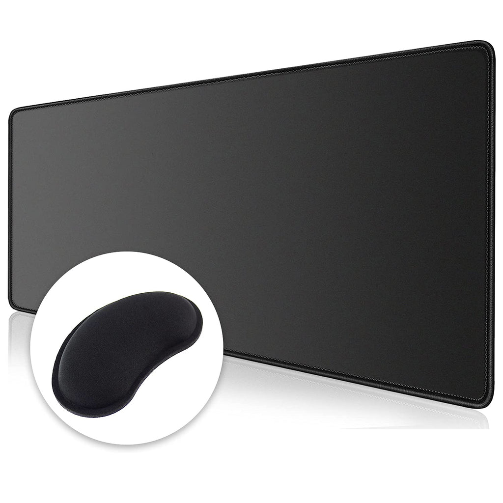[Australia - AusPower] - 2 in 1 Large Mouse Pad with Separate Wrist Support Pad, Gaming Mouse Pad with Non-Slip Base, Ergonomic Mouse Pad with Relaxing Foam, Comfortable Desk Pad for Office and Home (Black, 31.5 X 11.8 in) 