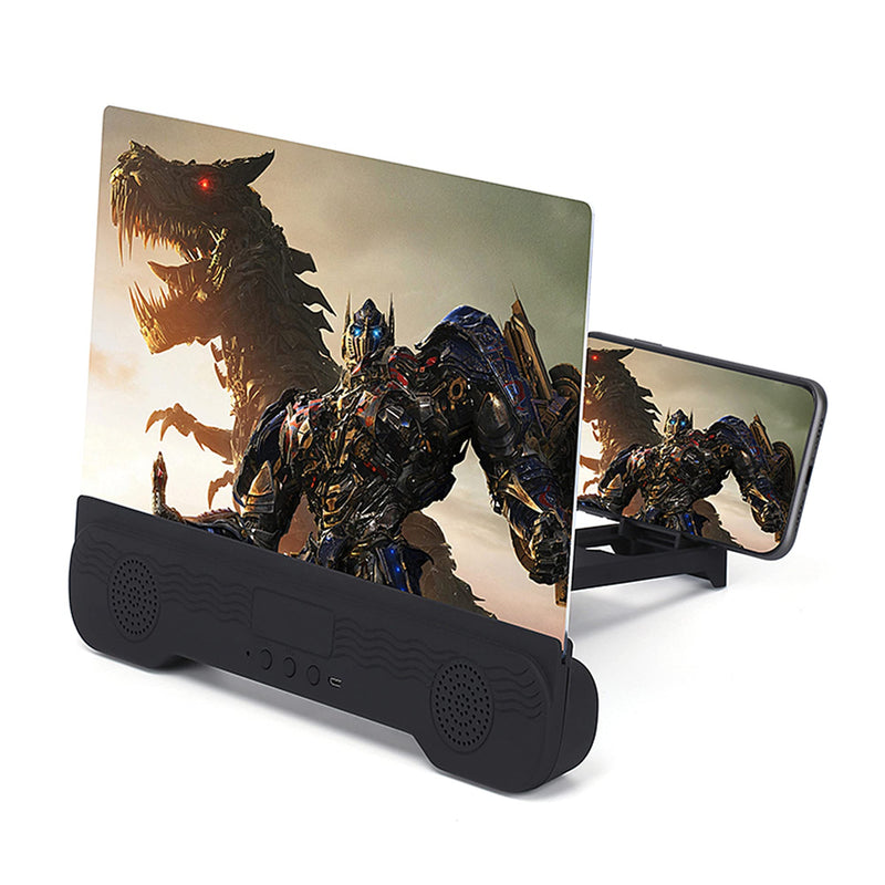 [Australia - AusPower] - CHANGAIDA 14 Inch Phone Screen Amplifier with Bluetooth Speaker Foldable Phone Holder Suit for All Smartphones (Black) BLACK 